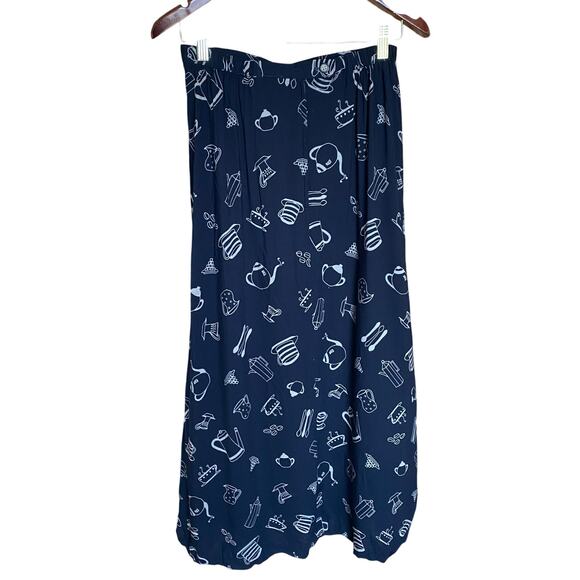 Vintage 90s Christopher & Banks Coffee Print Skirt Black 1998 Small - Picture 4 of 10